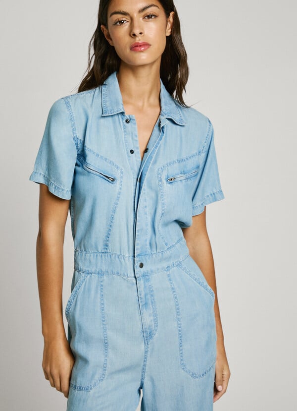 Pepe Jeans Mono Largo Denim Cuello Camisero