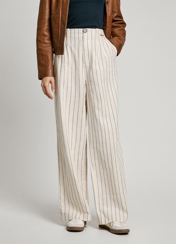 Pepe Jeans Pantalón Ancho De Rayas