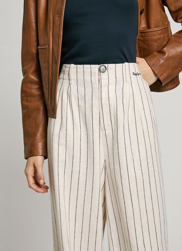 Pepe Jeans Pantalón Ancho De Rayas