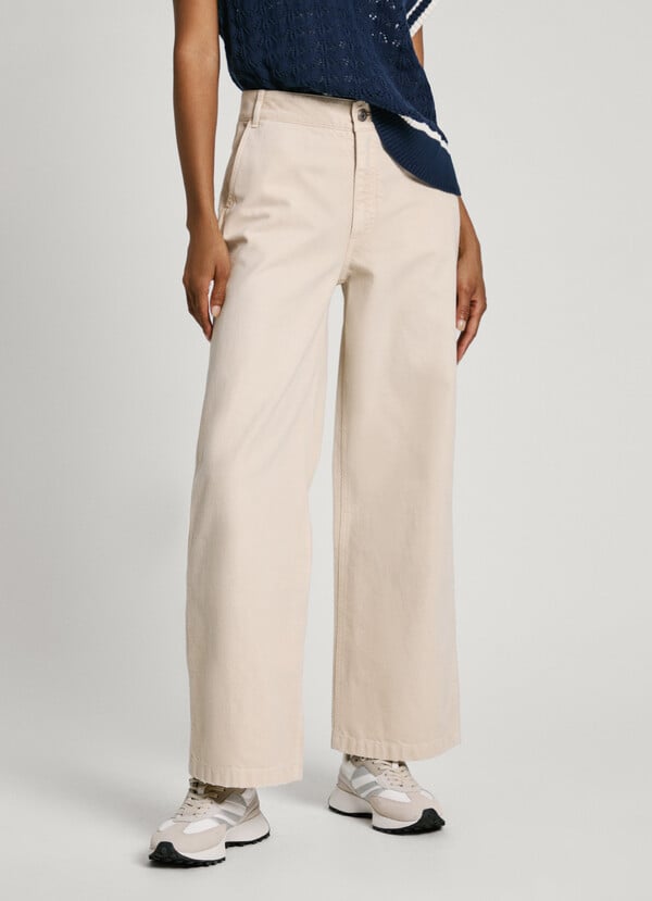 Pepe Jeans Pantalón Ancho Teñido En Prenda