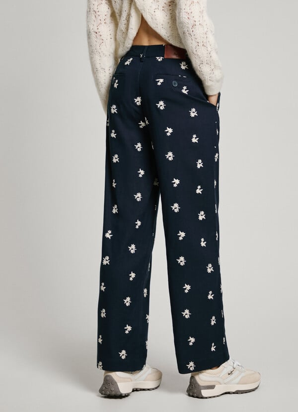 Pepe Jeans Pantalón Chino Flores Bordadas