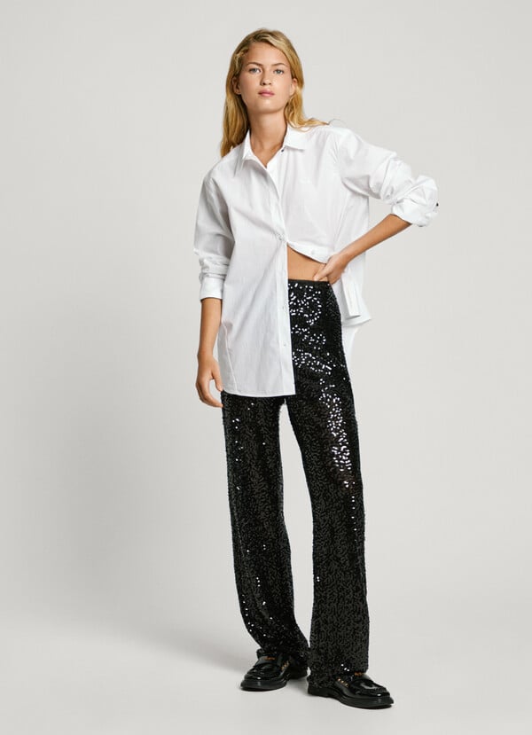 Pepe Jeans pantalón recto lentejuelas