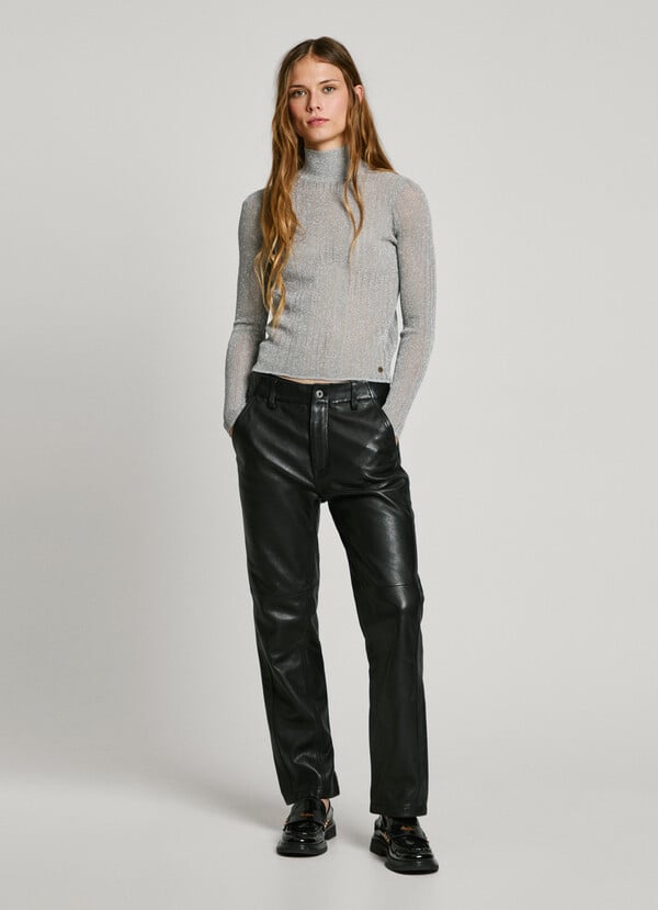 Pepe Jeans pantalón recto piel