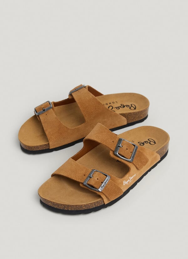 Pepe Jeans Sandalias Ante Con Doble Hebilla