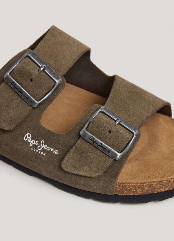 Pepe Jeans Sandalias Ante Con Doble Hebilla