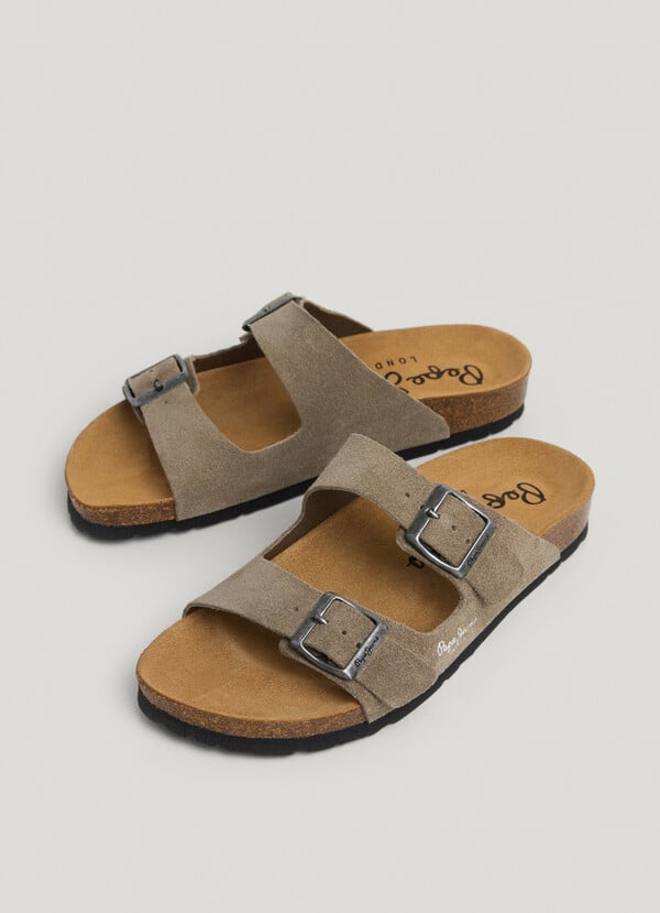 Pepe Jeans Sandalias Ante Con Doble Hebilla