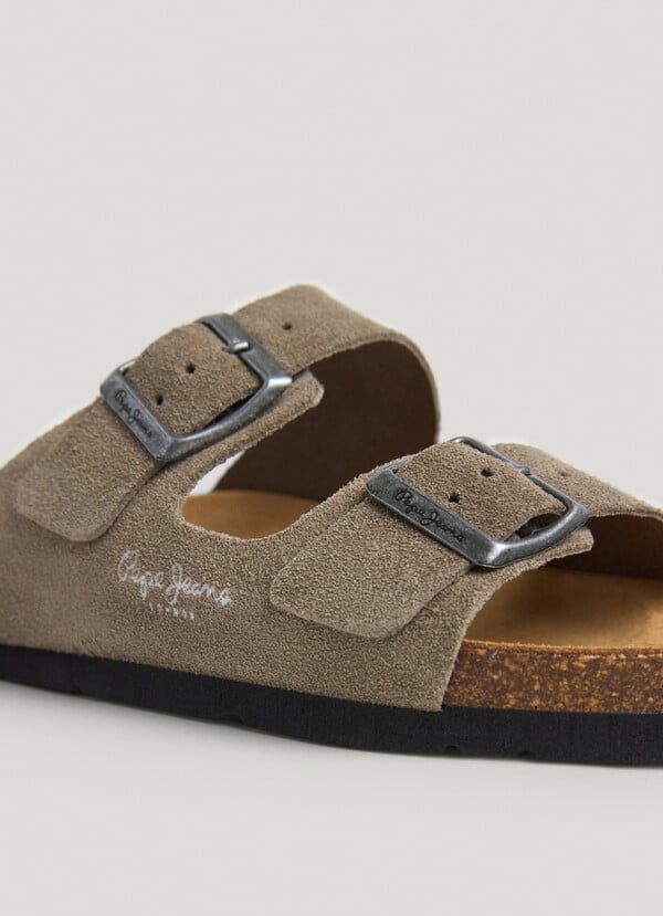 Pepe Jeans Sandalias Ante Con Doble Hebilla