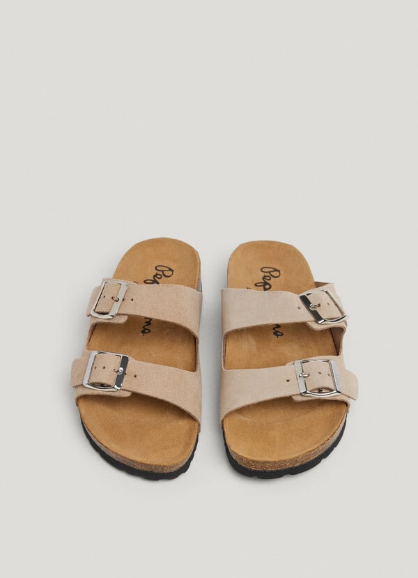 Pepe Jeans Sandalias Ante Con Doble Hebilla
