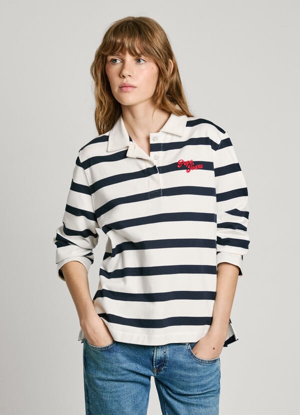 Pepe Jeans sudadera cuello polo de rayas