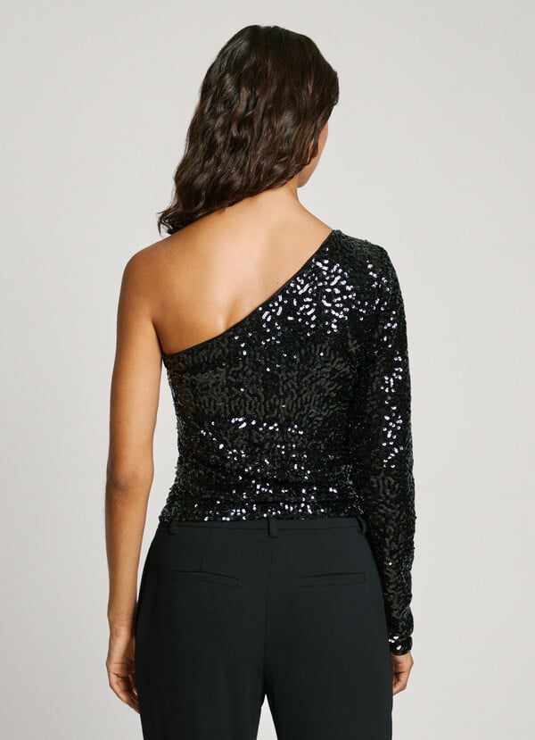 Pepe Jeans Top Asimétrico Con Lentejuelas