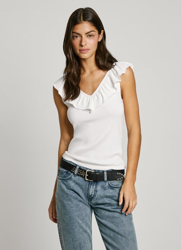 Pepe Jeans top canalé escote en v