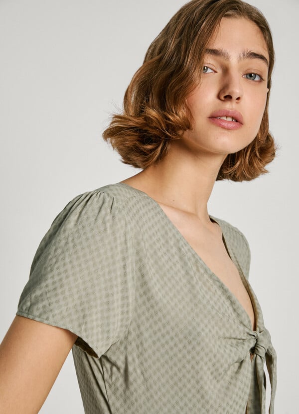 Pepe Jeans Vestido Corto Con Escote Anudado