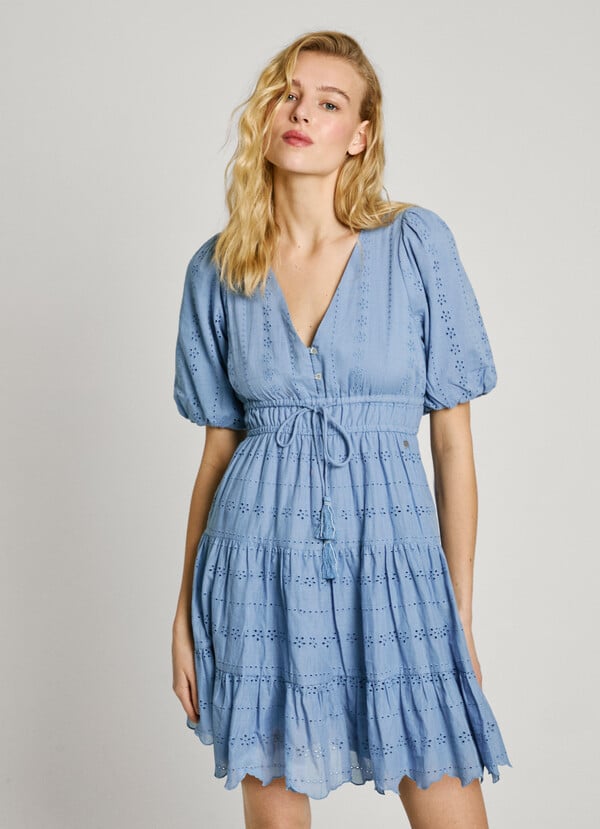 Pepe Jeans vestido corto manga abullonada