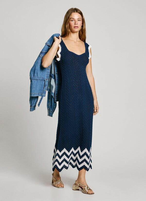 Pepe Jeans Vestido Largo Calado Con Tirantes