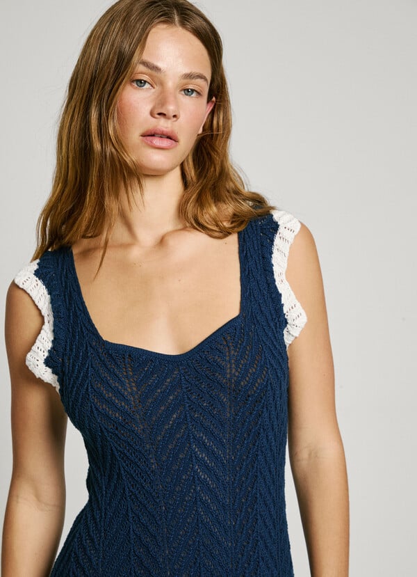 Pepe Jeans Vestido Largo Calado Con Tirantes