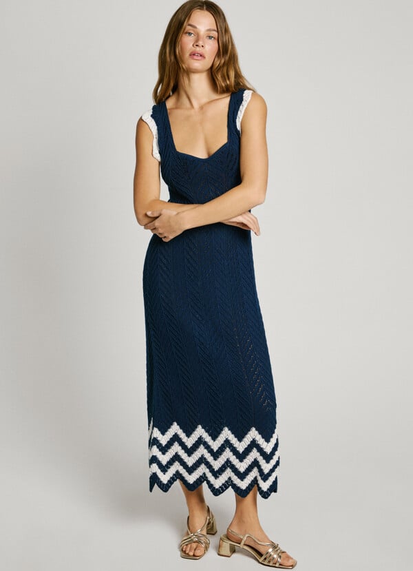 Pepe Jeans vestido largo calado con tirantes