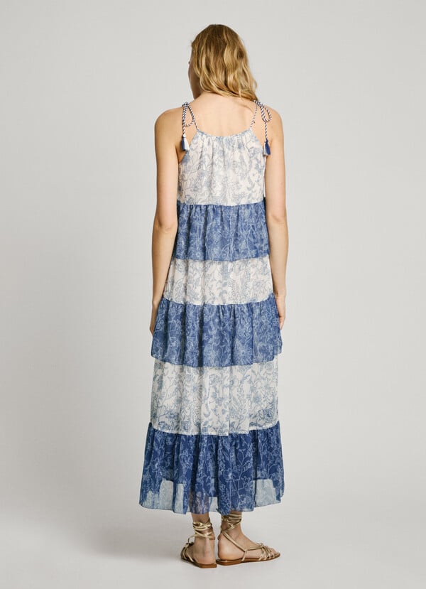 Pepe Jeans Vestido Largo Chifón Con Tirantes