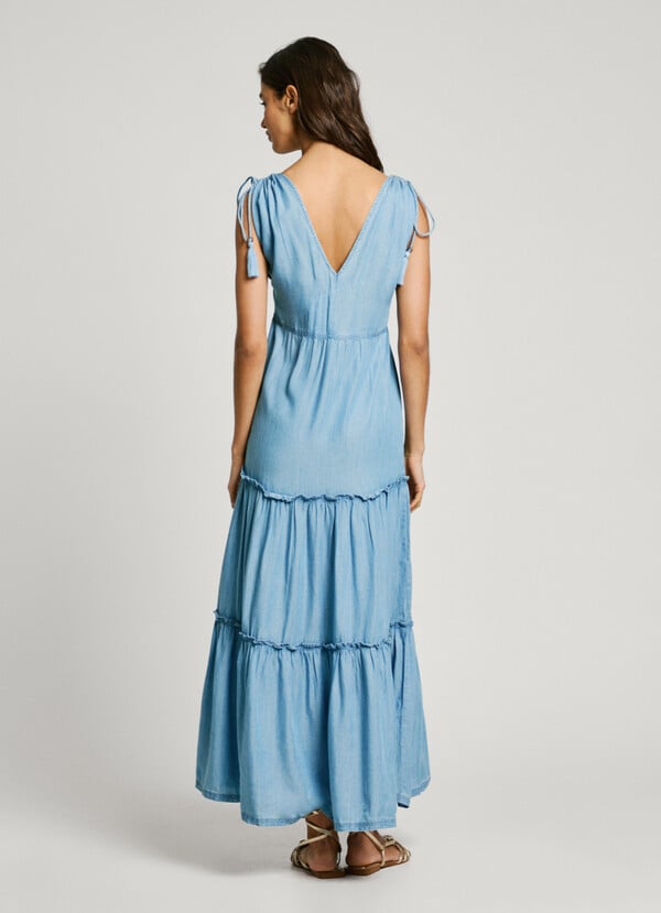 Pepe Jeans Vestido Largo Cuello Pico