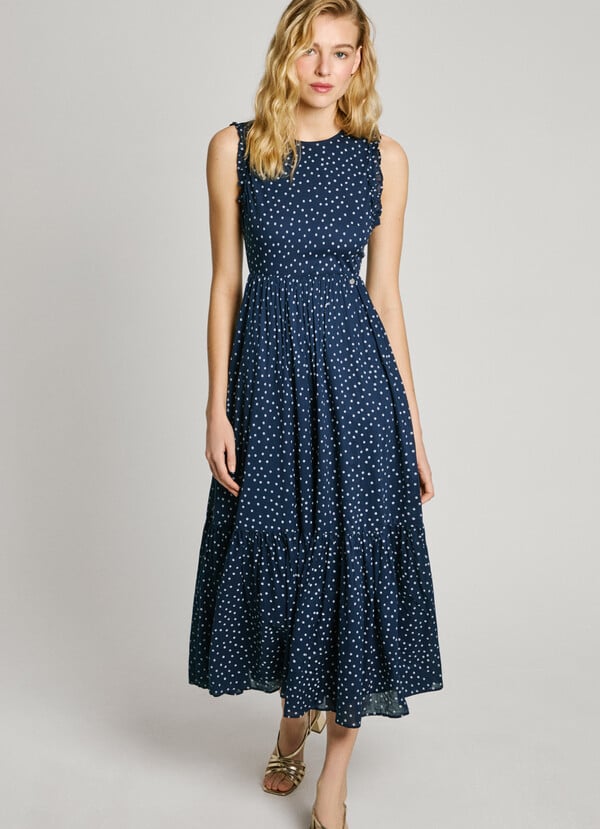 Pepe Jeans Vestido Largo Estampado Lunares