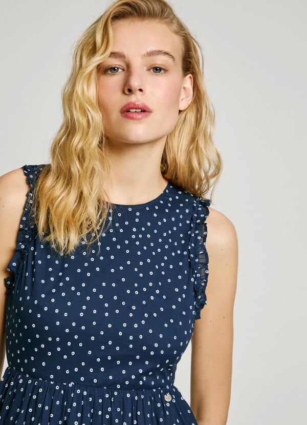 Pepe Jeans Vestido Largo Estampado Lunares