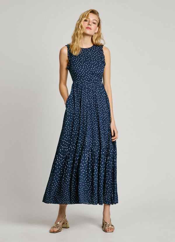 Pepe Jeans vestido largo estampado lunares