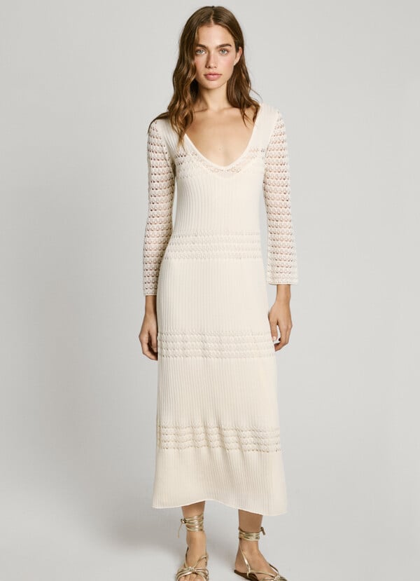 Pepe Jeans Vestido Largo Punto Pointelle