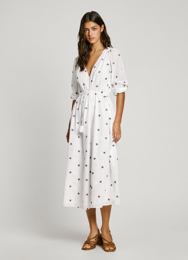 Pepe Jeans vestido midi bordado