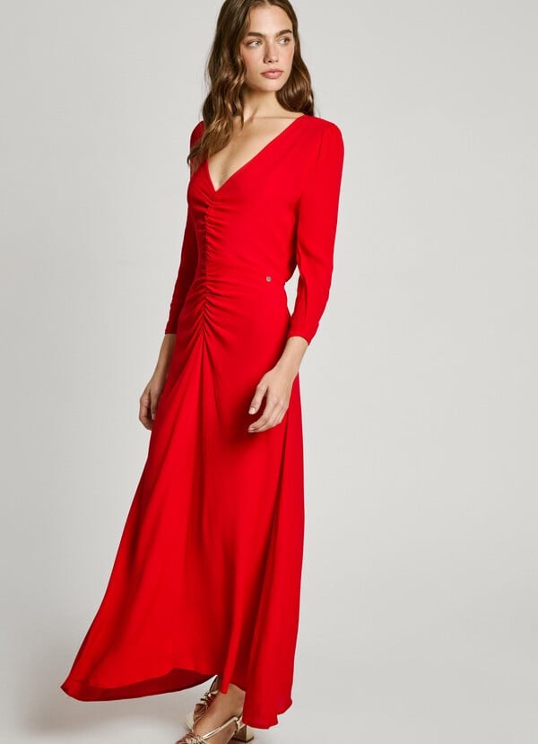 Pepe Jeans Vestido Midi Cuello Pico