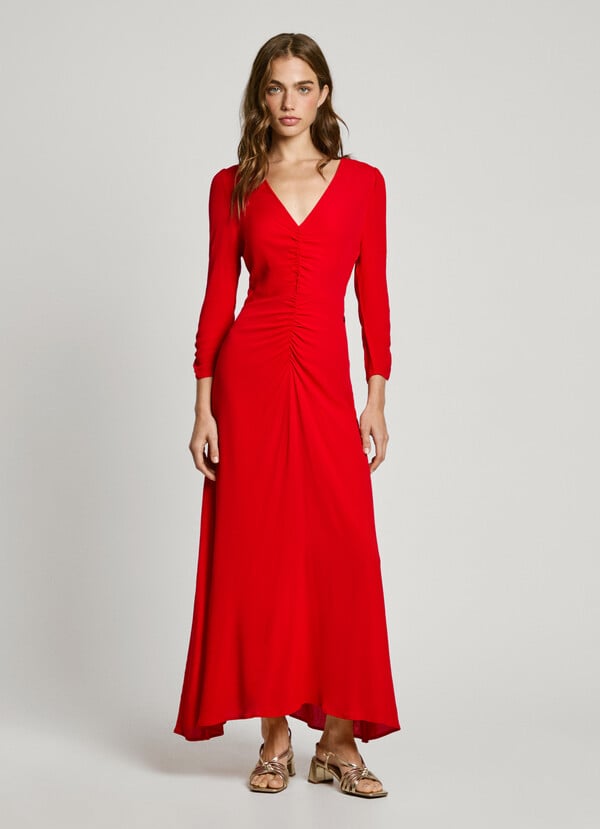 Pepe Jeans vestido midi cuello pico