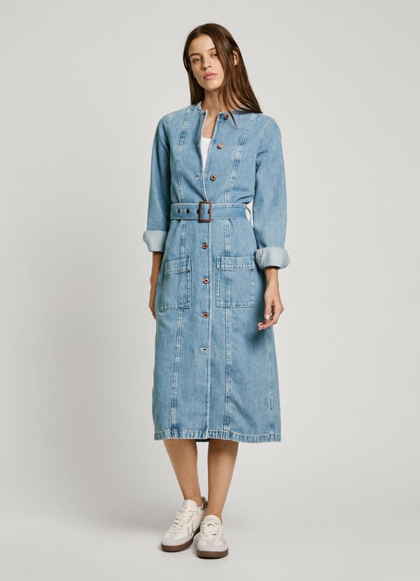 Pepe Jeans Vestido Midi Denim Fit Loose