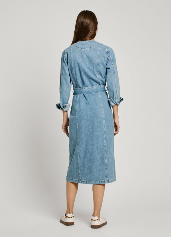 Pepe Jeans Vestido Midi Denim Fit Loose