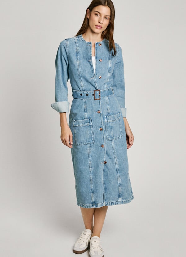 Pepe Jeans vestido midi denim fit loose