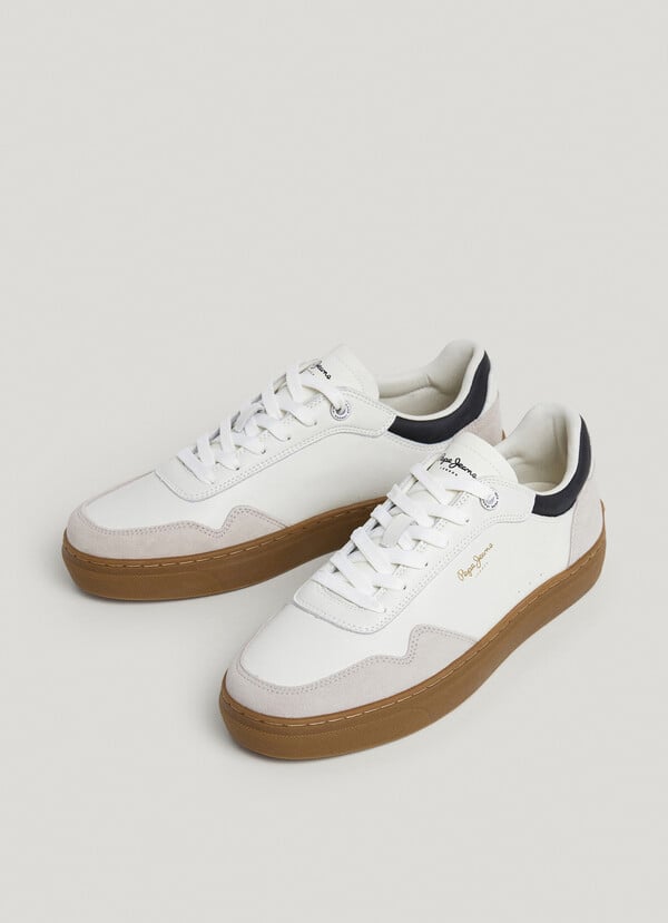 Pepe Jeans Zapatillas Piel Con Detalles En Ante