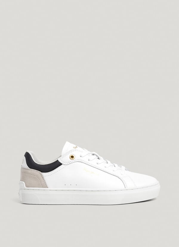 Pepe Jeans zapatillas piel con detalles en ante