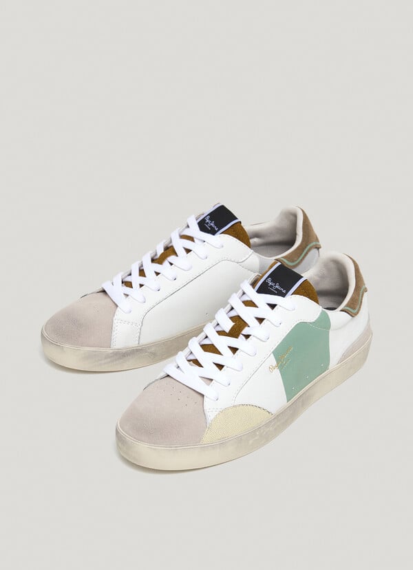 Pepe Jeans Zapatillas Piel Con Detalles En Ante