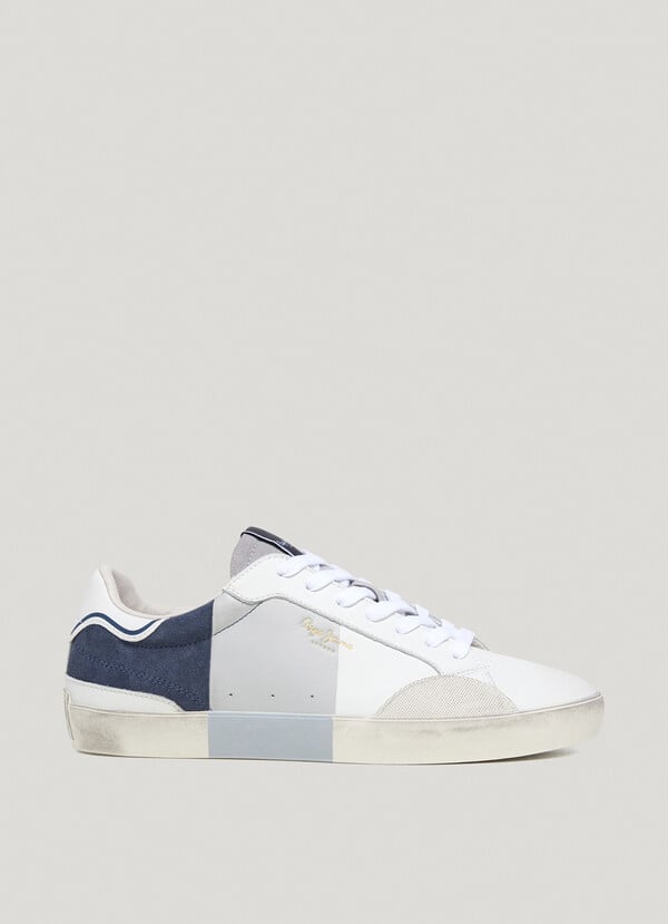 Pepe Jeans zapatillas piel con detalles en ante