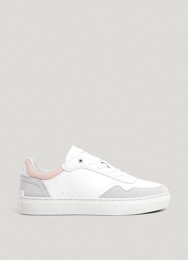 Pepe Jeans zapatillas piel con detalles en ante