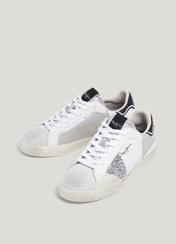 Pepe Jeans Zapatillas Piel Con Detalles Glitter