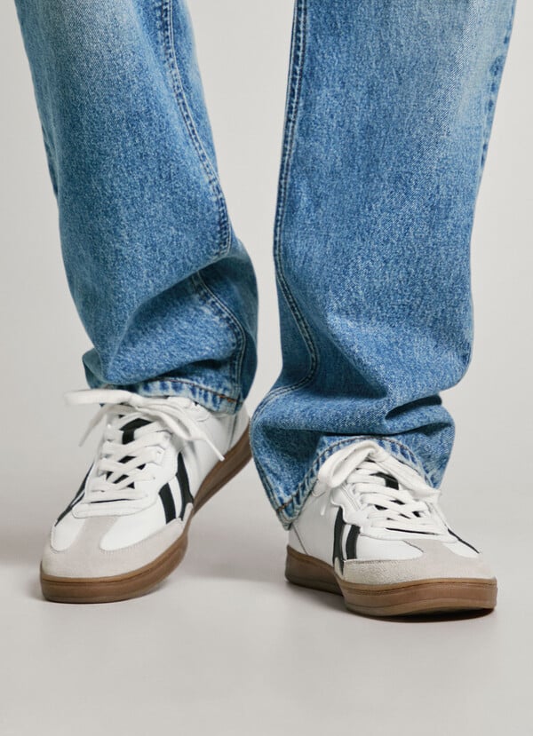 Pepe Jeans zapatillas piel con detalles en ante - ball