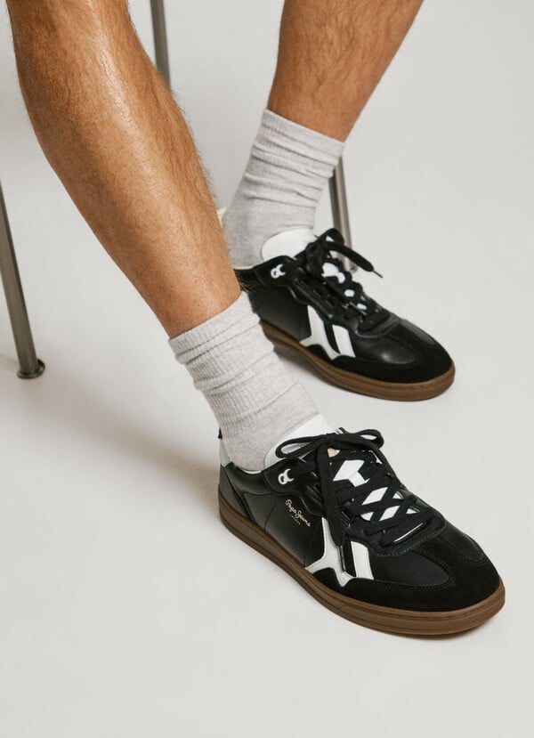 Pepe Jeans zapatillas piel con detalles en ante - ball