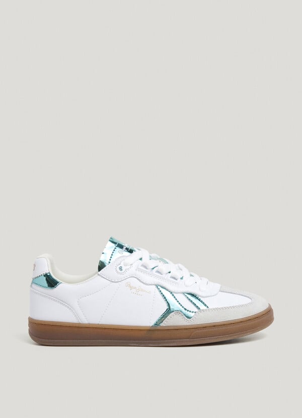 Pepe Jeans zapatillas piel con detalles en ante - ball