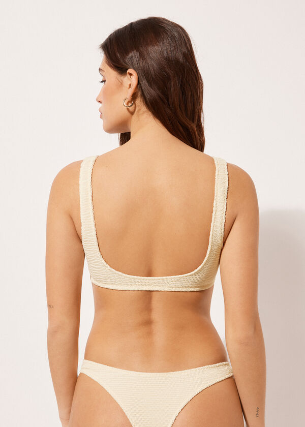 Calzedonia Bikini Top Estilo Camiseta Crinkle Waves