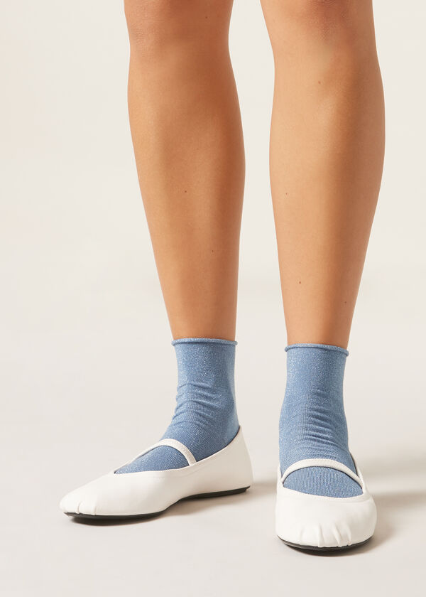 Calzedonia Calcetín Con Purpurina Brillante En Algodón