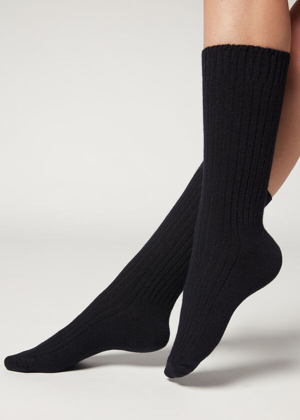 Calzedonia Calcetines Cortos Acanalados con Lana y cashmere