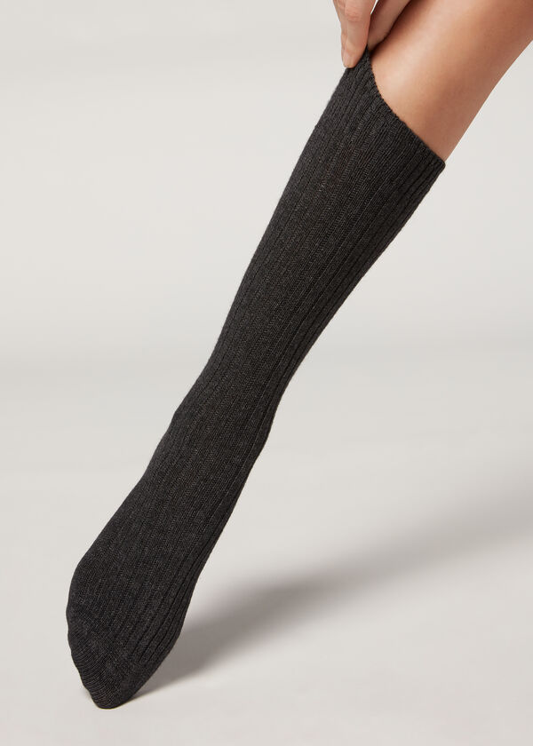 Calzedonia Calcetines Cortos Acanalados con Lana y cashmere
