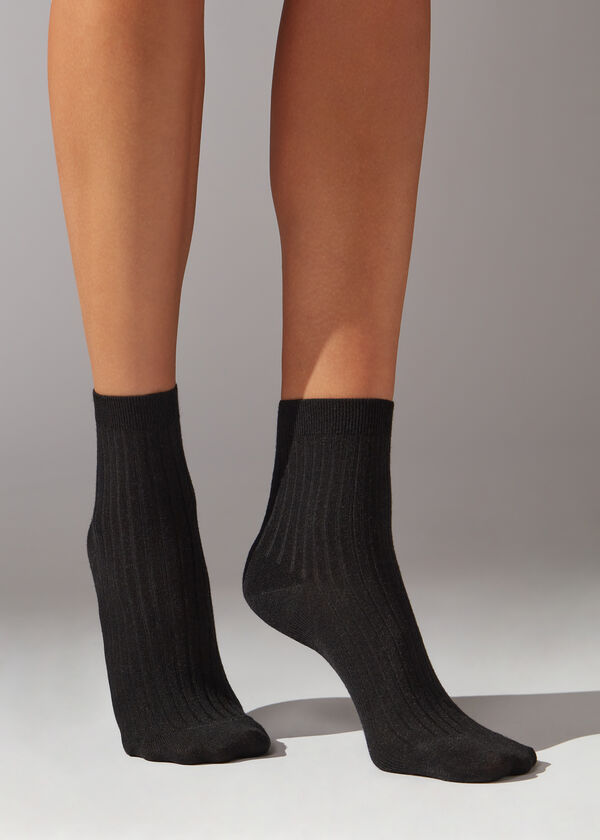 Calzedonia Calcetines Cortos de Canalé con Cashmere