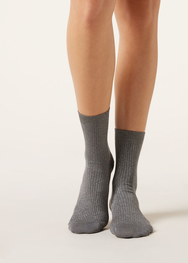 Calzedonia Calcetines Algodón Con Canalé Y Glitter