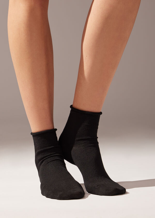 Calzedonia Calcetines Cortos con Lino Sin Puño