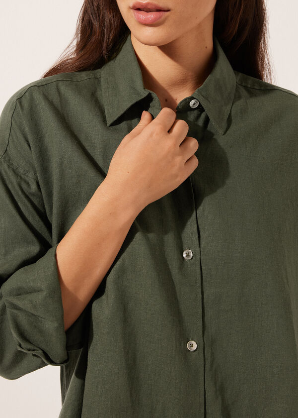 Calzedonia Camisa Corta Lino Y Viscosa