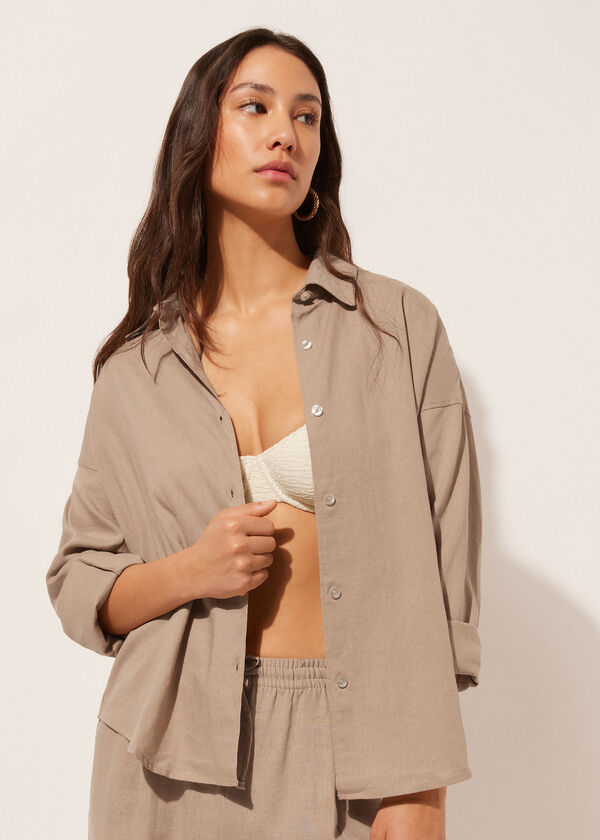 Calzedonia Camisa Corta Lino Y Viscosa